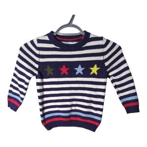 Mini Boden Blue/White Striped Sweater with Star Pattern Cotton/Cashmere Size 4-5